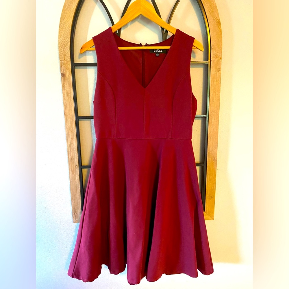 Lulus Wine/Burgundy Fit and Flare Dress- Large